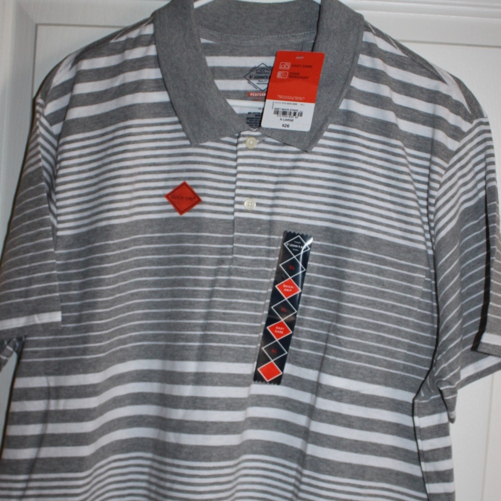 🕺🏼 Grey and White striped polo, XL, NWT